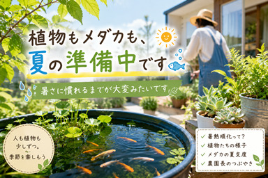 植物もメダカも、夏の準備中です🐟